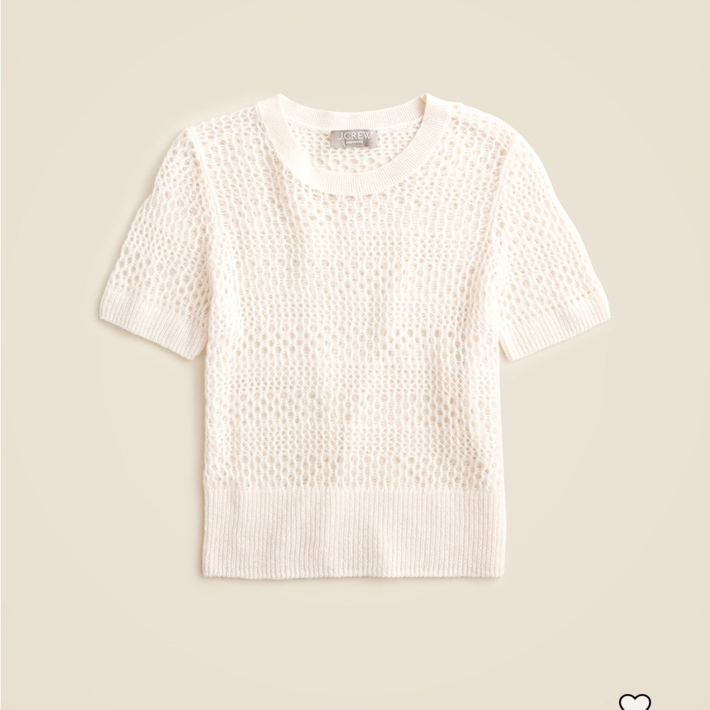 J. Crew Cream Open-Weave Short-Sleeve Crewneck Sweater